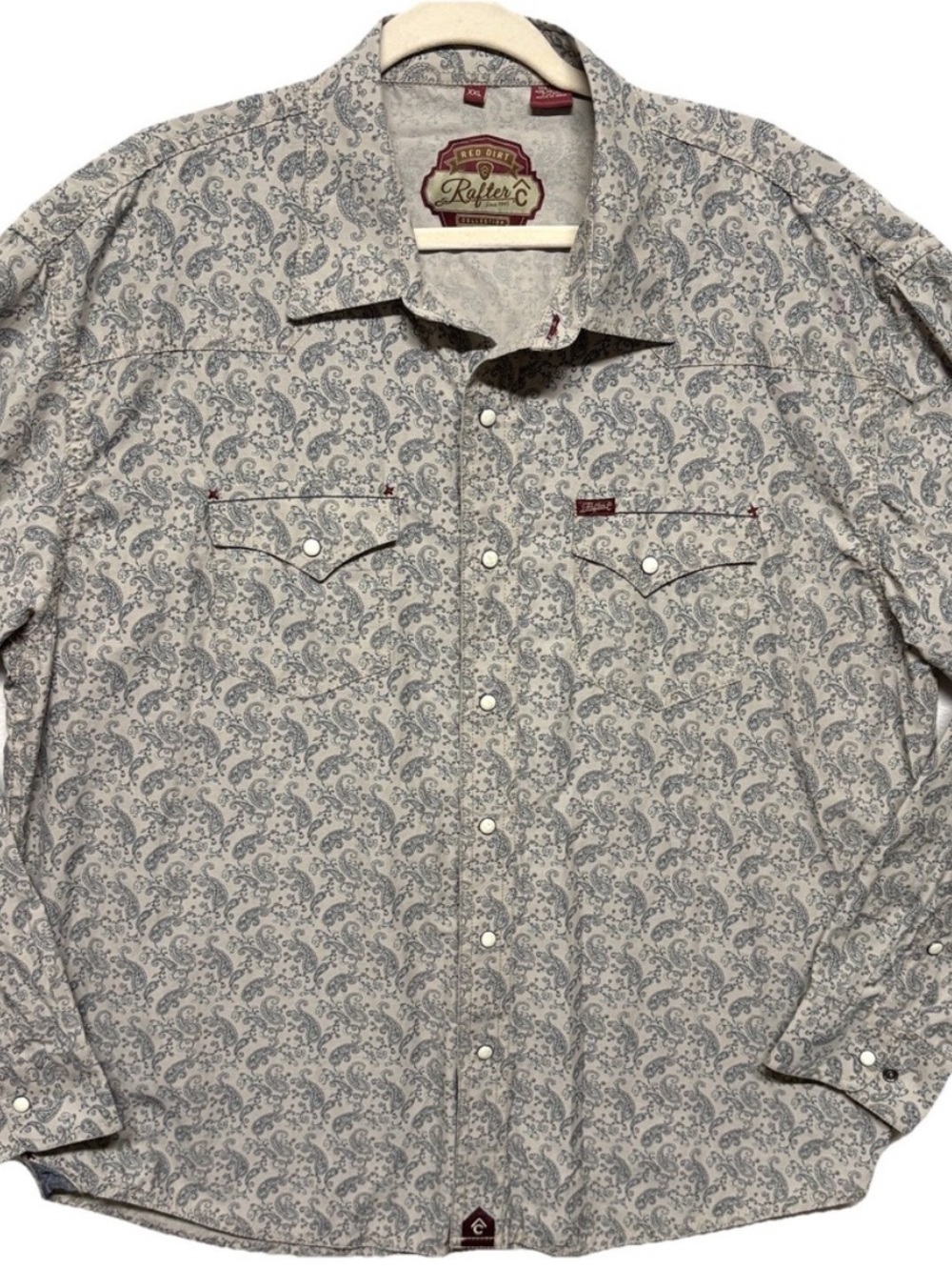 Rafter C Shirt Pearl Snap Paisley Print Cotton Western Cowboy Rodeo Mens 2XL XXL